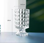 Crystal Cylinder Glass Vases for Flowers Embossed Big Base Vase Decorative Clear Glass Candle Holder