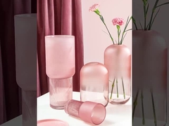 Vase en verre rose élégant H25cm pour les fleurs Décoration pour la cuisine du bureau à domicile