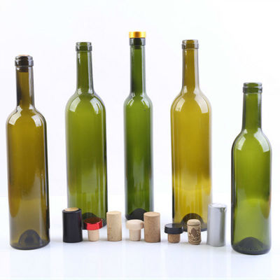 le vin en verre vide de 375ml 500ml 750ml met les bouteilles en bouteille en verre vert-foncé pour la vodka/whiskey de boisson alcoolisée
