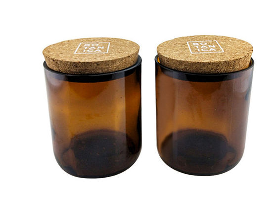 Pots décoratifs d'Amber Candle Holder Glass Candle avec Cork Lid For Candle Making