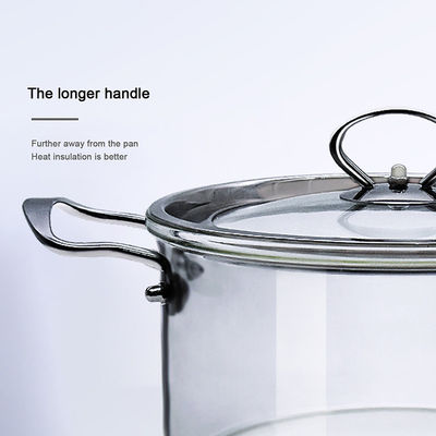 Haut pot transparent fait sur commande de soupe en verre de Borosilicate
